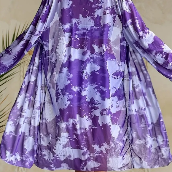 Vibrant Purple Tie-Dye Bikini Set with Cover-Up 3 piece set NEW XL - Picture 2 of 5